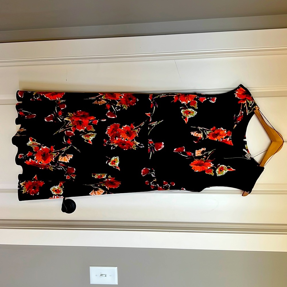 Size 14 NWT, Wisp dress. Super cute burgundy colors with flattering waist!